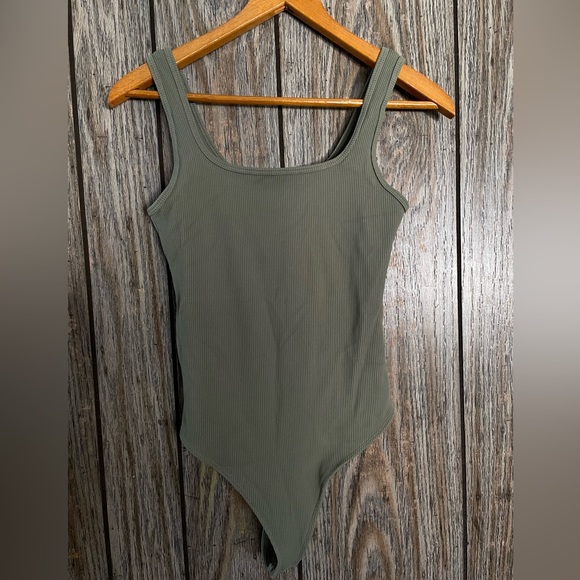 Abercrombie & Fitch Tops - Abercrombie & Fitch Women’s Sage Green Ribbed Seamless Thong Bodysuit